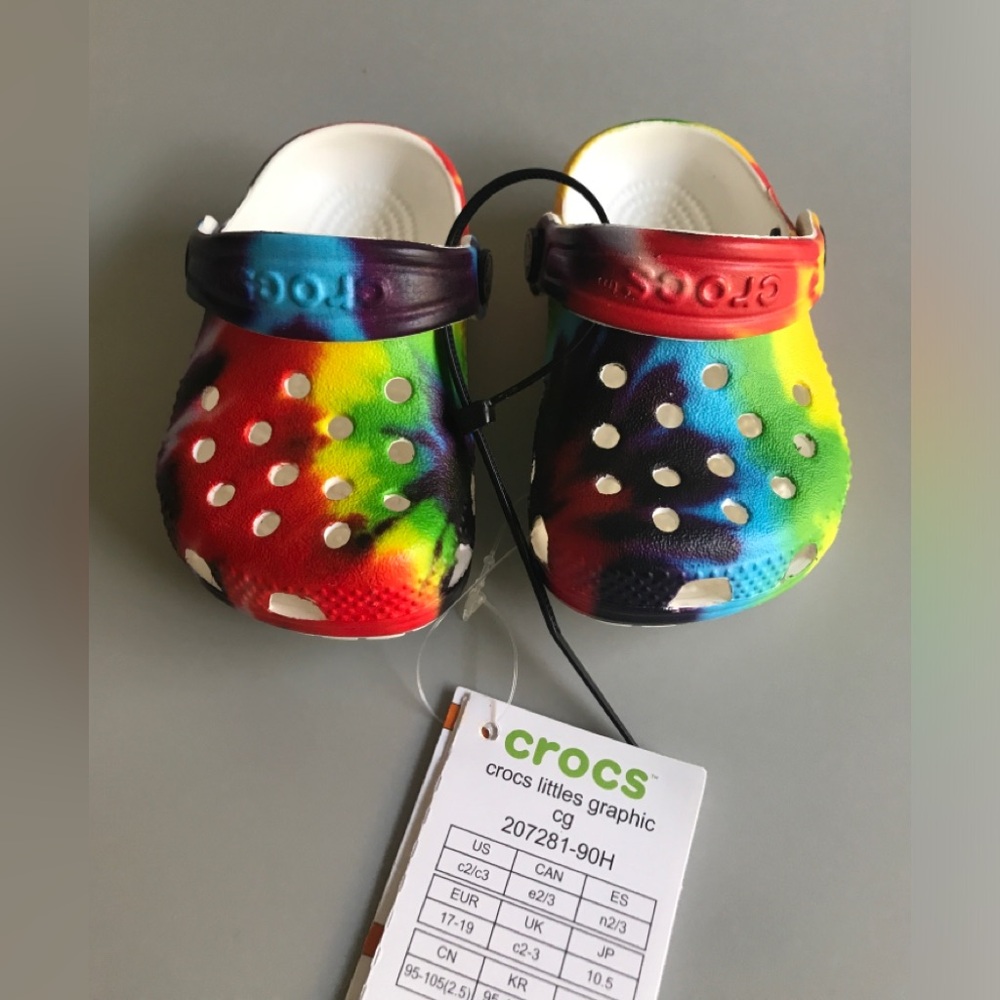 NWT! Crocs littles Graphic Colorful Tie-Dye Size: US C2/C3